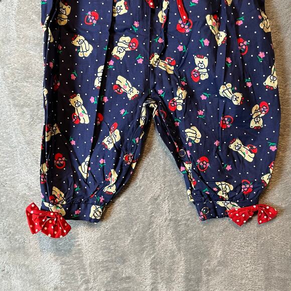 Vintage Deadstock‎ Baby Jumpsuit Size 9M Teddy Bear Floral Navy - Picture 4 of 7